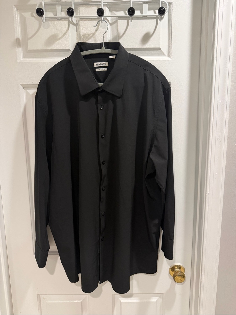 Haggar Men's No wrinkle Black Button-Down Dress Shirt Sz 18 - 18 1/2 34/35